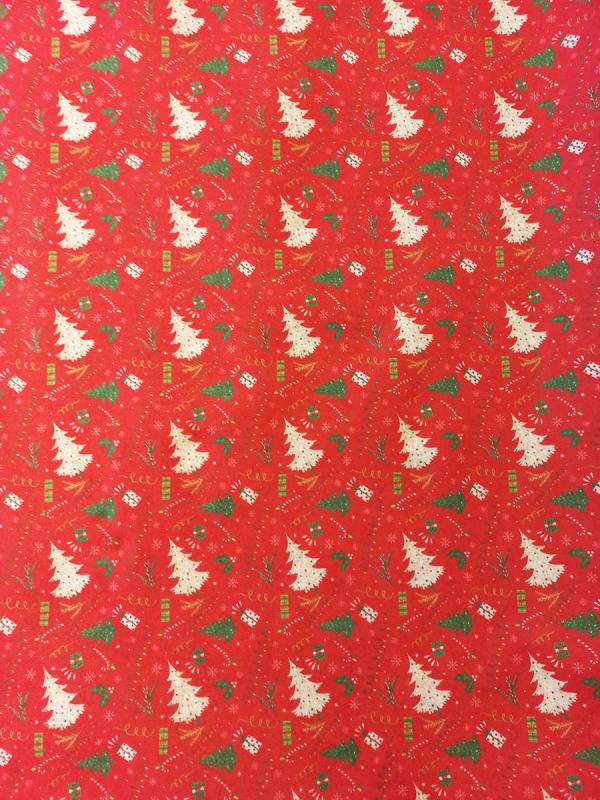 Panno lenci stampato - 3207 Rosso/verde