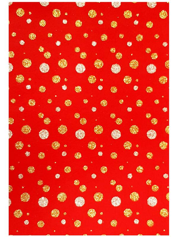Panno lenci glitter - BC25 Rosso/oro-argento